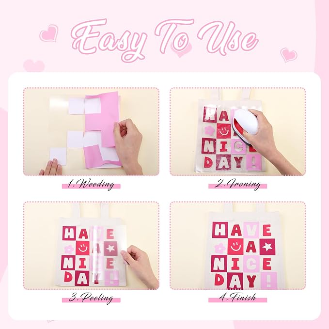Tintnut Light Pink Heat Transfer Vinyl, easy cut & weed, stretch washable