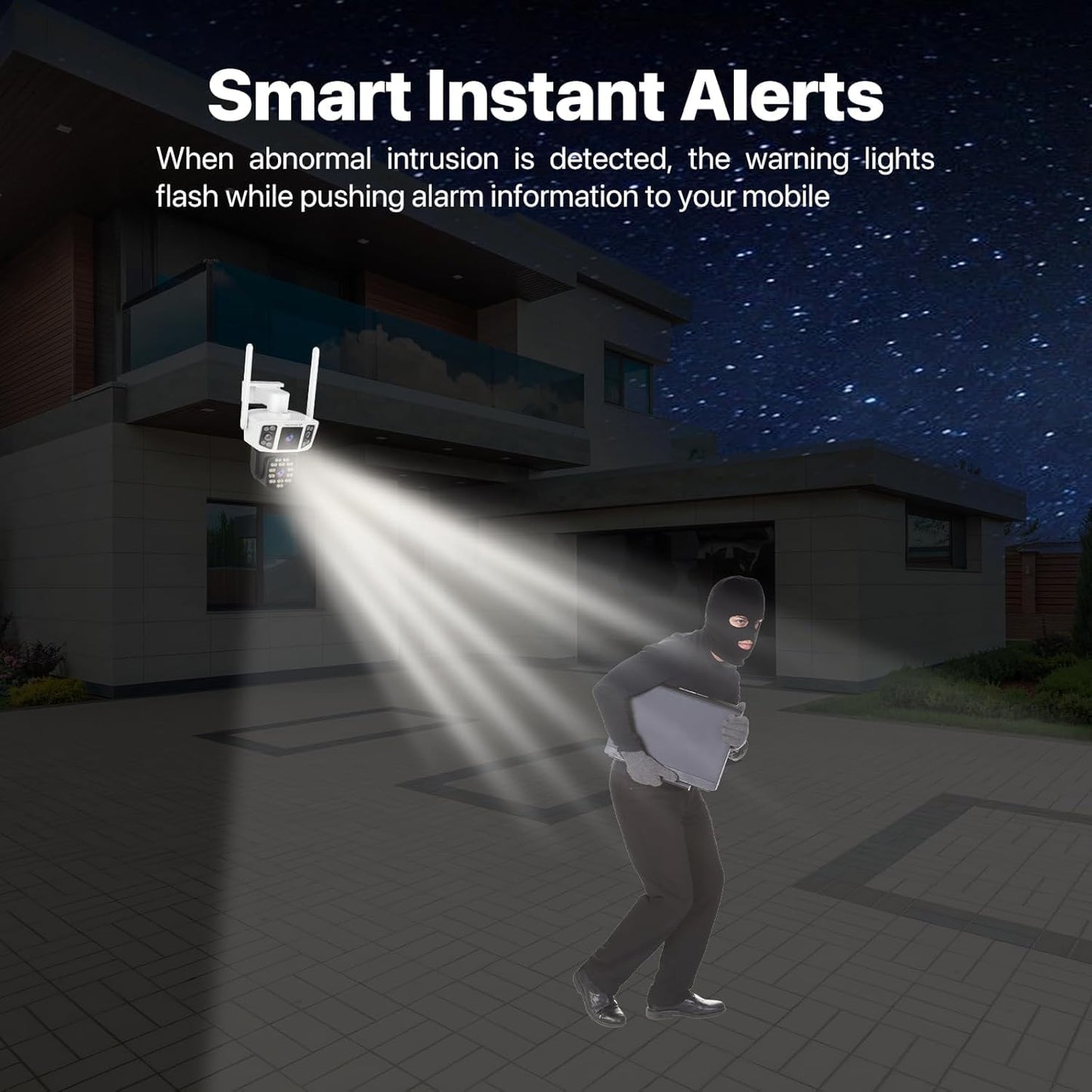 VSTARCAM Outdoor Security Camera Wireless, 2K Dual-Lens with 3-Way Display, 360° View, Color Night Vision, PIR Motion Detection, Spotlight Siren Alarm, 2-Way Talk, IP66 Weatherproof, Cloud/SD Storage
