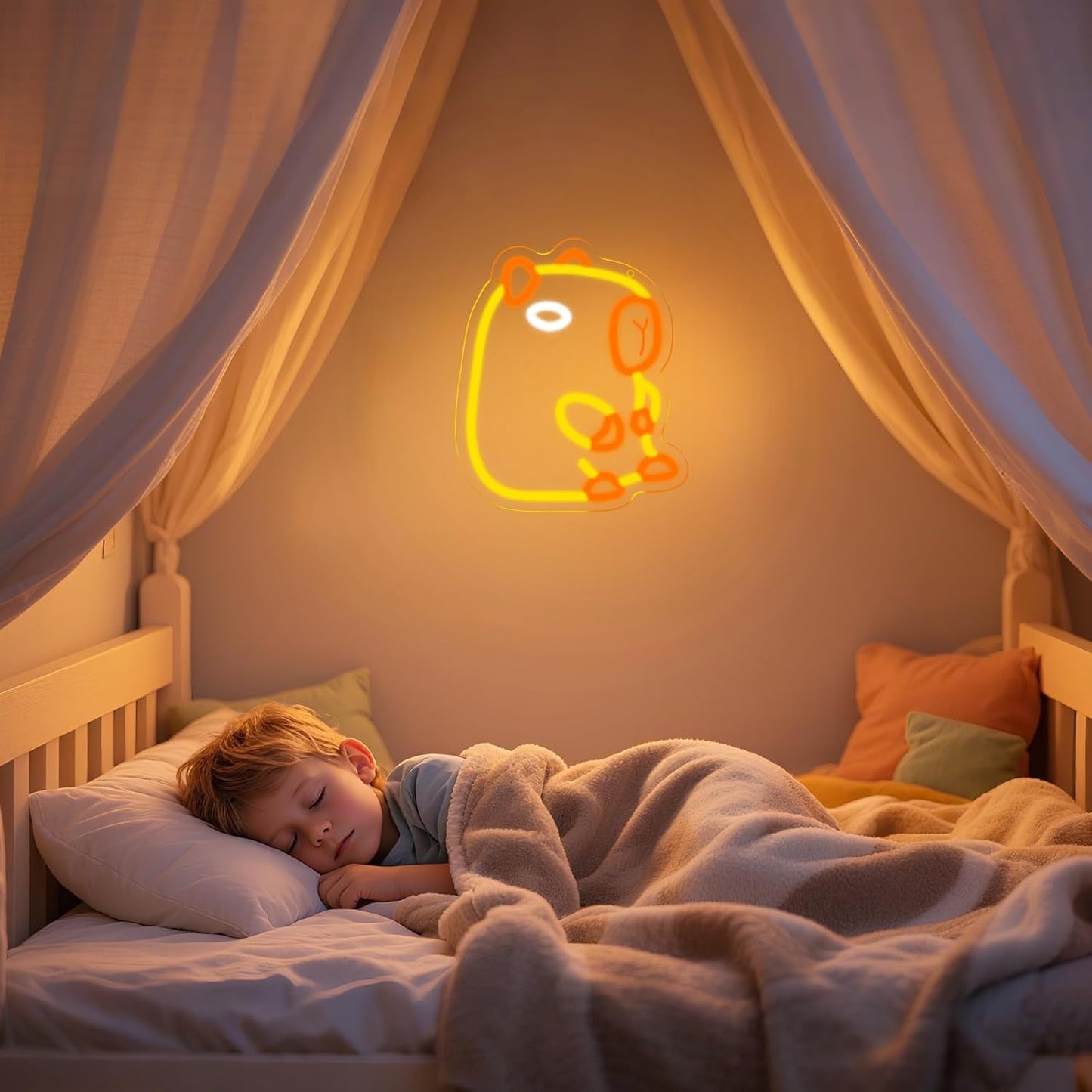 Capybara Neon Sign, LED Capybara Night Light for Wall and Room, USB Night Light for Kids Baby Nursery College Dorm Kawaii Décor Gifts