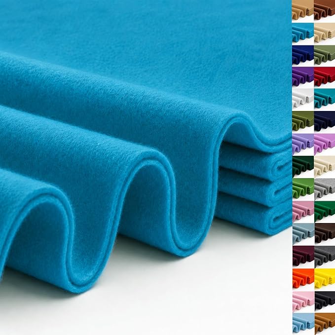 Sky Blue Large Felt Fabric 36" x 36", 1.4 mm Soft Felt Sheet, Nonwoven Fabric