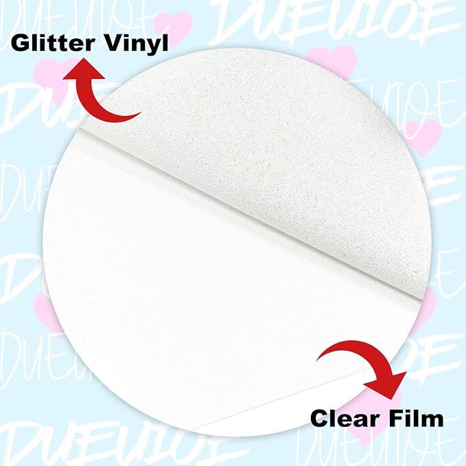 DUEUIOE-Rainbow White Glitter HTV Heat Transfer Vinyl Roll