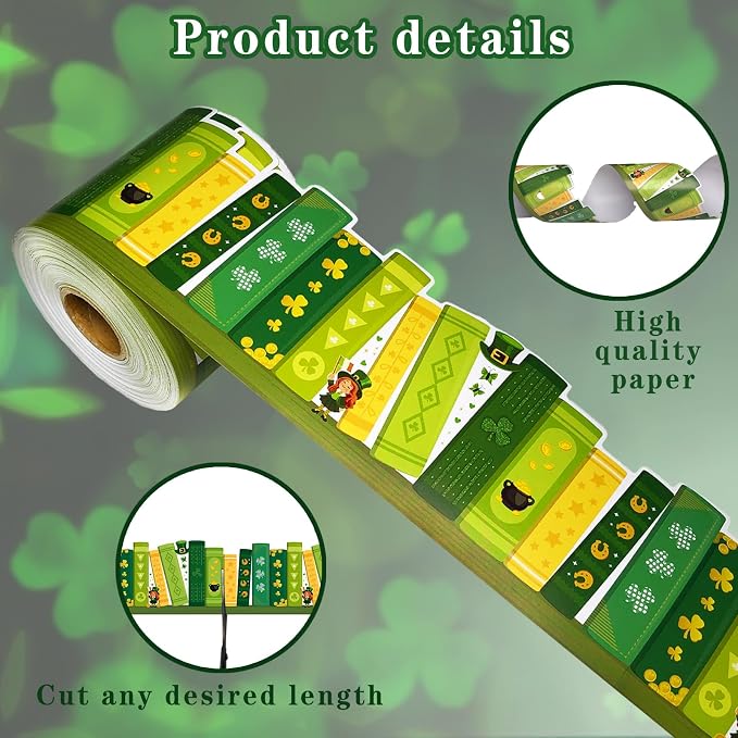 69 Feet Shamrock Bookshelf Bulletin Board Borders St Patrick's Day Green Books
