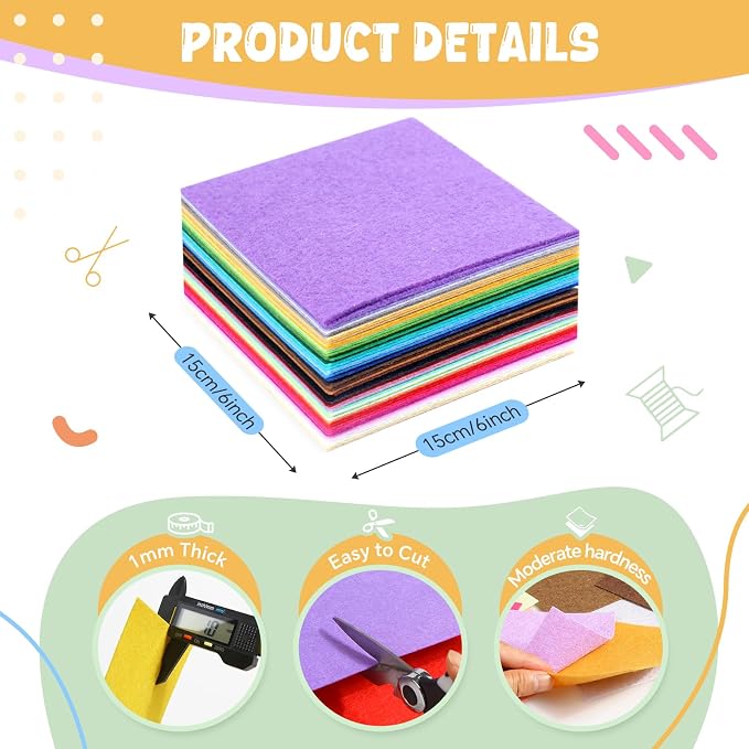 moinkerin 40Pcs Felt Sheets for Crafts