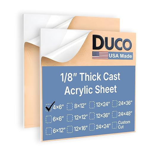Duco White Cast Acrylic Sheets 1/8" Thick 4" x 6"