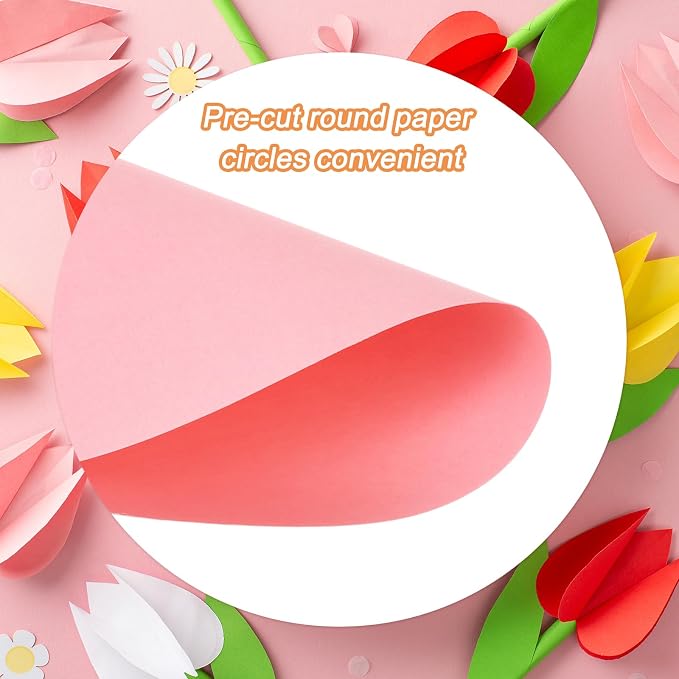 MECCANIXITY 60 PCS Pink Circle Cutouts Paper, 8 Inch Round Cutouts 200gsm/75lb