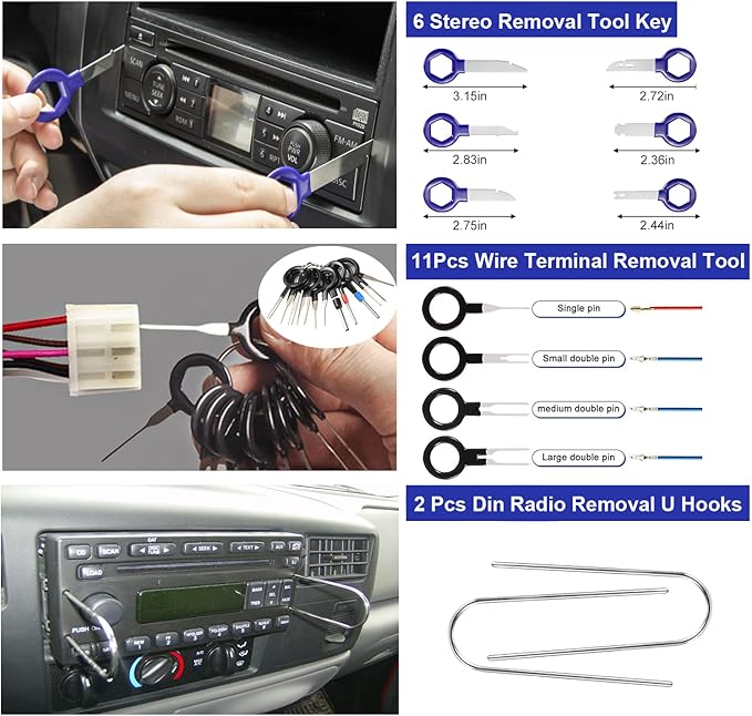 Trim Removal Tool Kit 250Pcs Car Removal Tool Kit Pry Tool Set Auto Clip Pliers Panel Door Radio Dash Window Bumper Adhesive Cable Clips Retainer Clip Set Terminal Removal Tool Set Fastener Remover