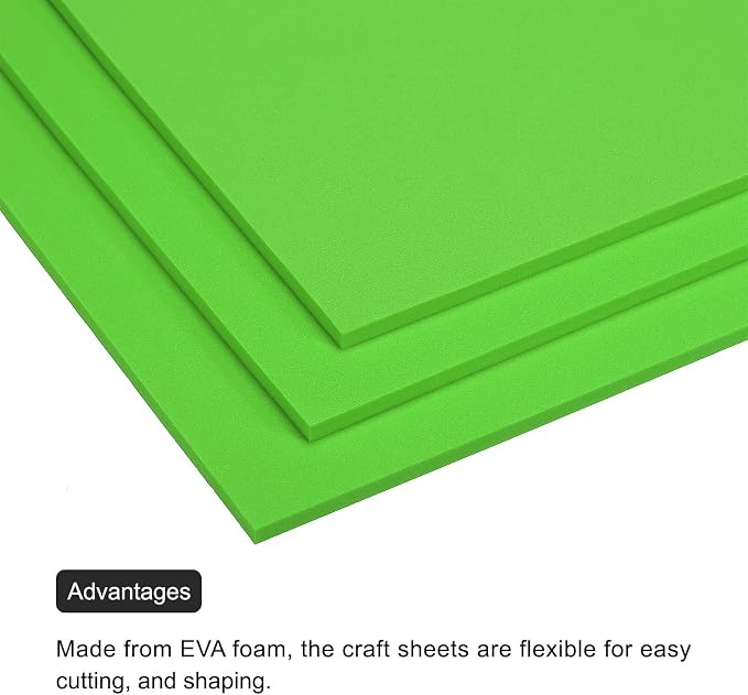 MECCANIXITY EVA Foam Sheets Green 9.8 Inch x 9.8 Inch 5mm Thick Crafts Foam