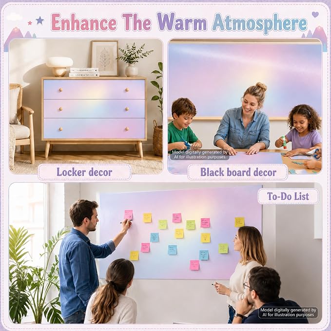 Dreamy Gradient Bulletin Board Roll Non-Woven Fabric Poster 16in X 20ft | Back