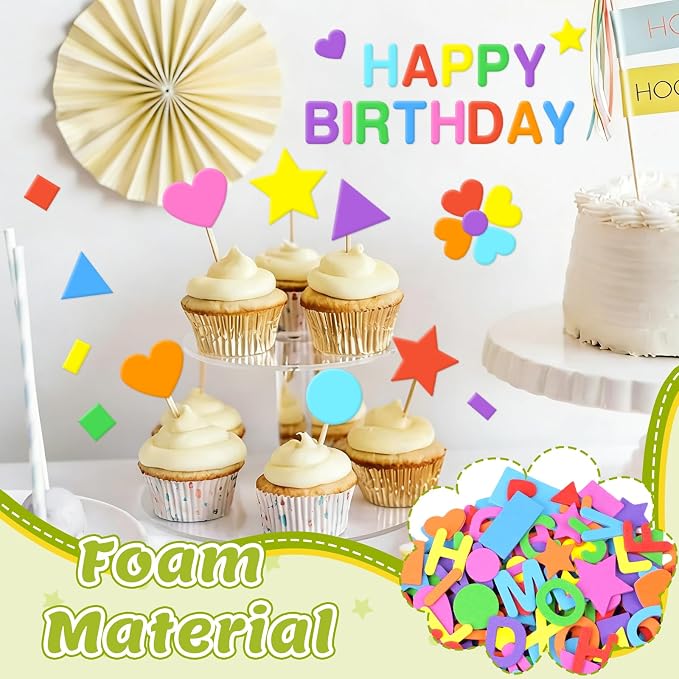 2976Pcs Foam Stickers, 8Colors Foam Shape Letter Stickers