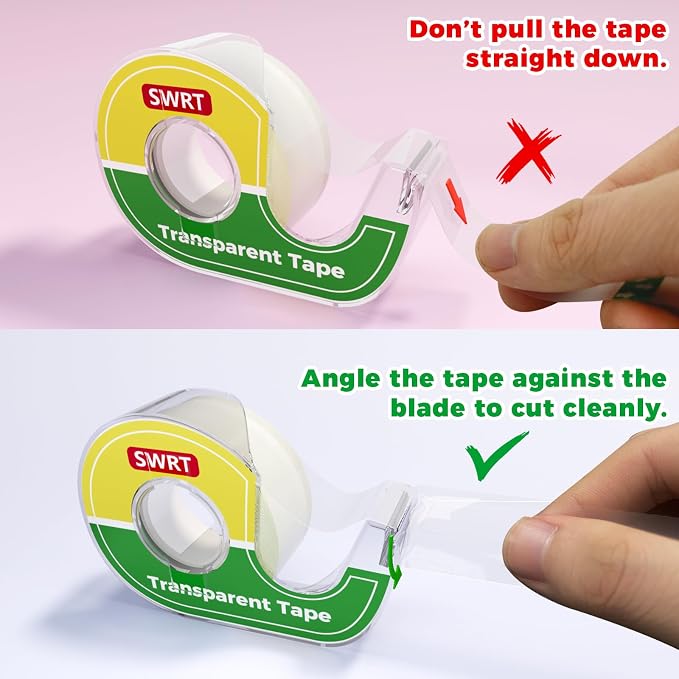 SWRT Double-Sided Tape for Crafts, 1/2 in x 300 in, 6 Pack