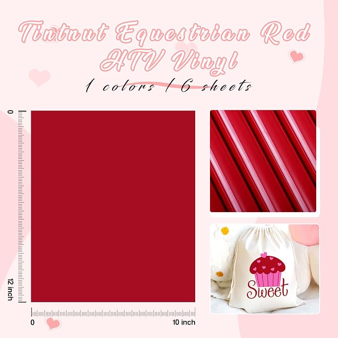 Tintnut Equestrian Red Heat Transfer Vinyl, easy cut & weed, stretch washable