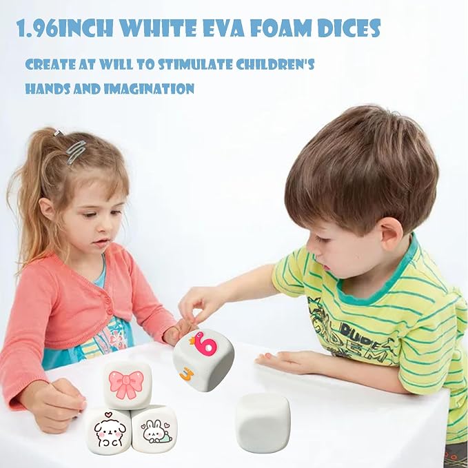 White EVA Foam Dices for Kids Graffiti-Building Blocks, Creative Painting