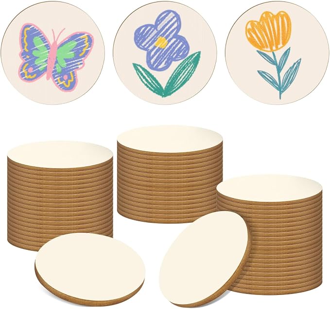 100 Pieces Unfinished Wood Circle