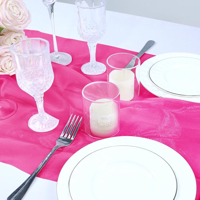 VACVELT Hot Pink Sheer Organza Fabric by The Yard 60" Wide | Semi-Transparent