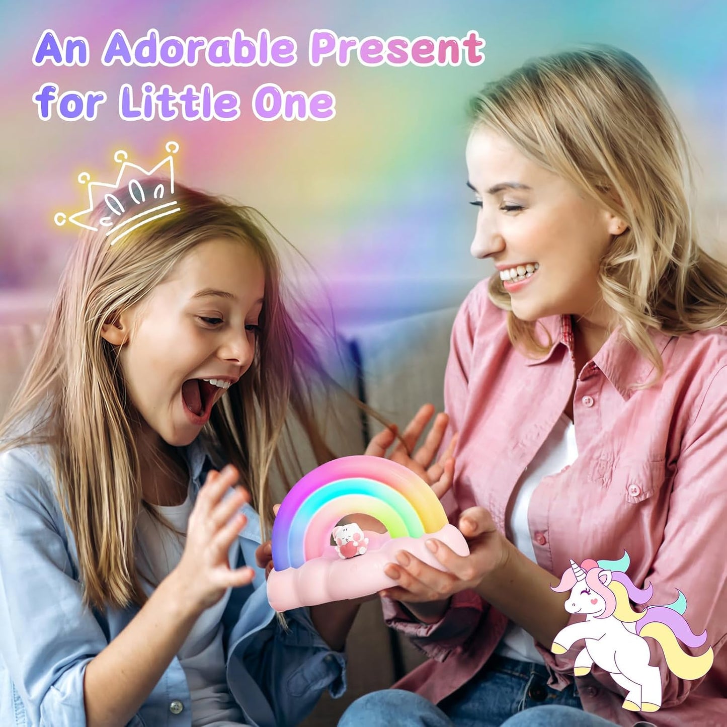 Rainbow Night Light, Kids Light with Three Modes and 30 Min Timing, LED Rechargeable Touch Control Neon Light for Kids Room, Nursery Night Light, Gift for Girls and Boys (Pink)