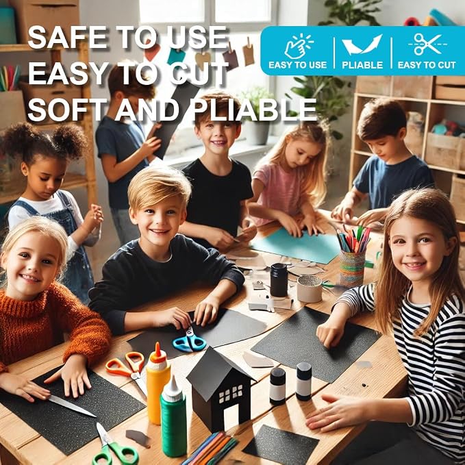 Allgala 20 Pack Self-Adhesive EVA Foam Paper 8x12 Inch Sheets-Black-CF85410