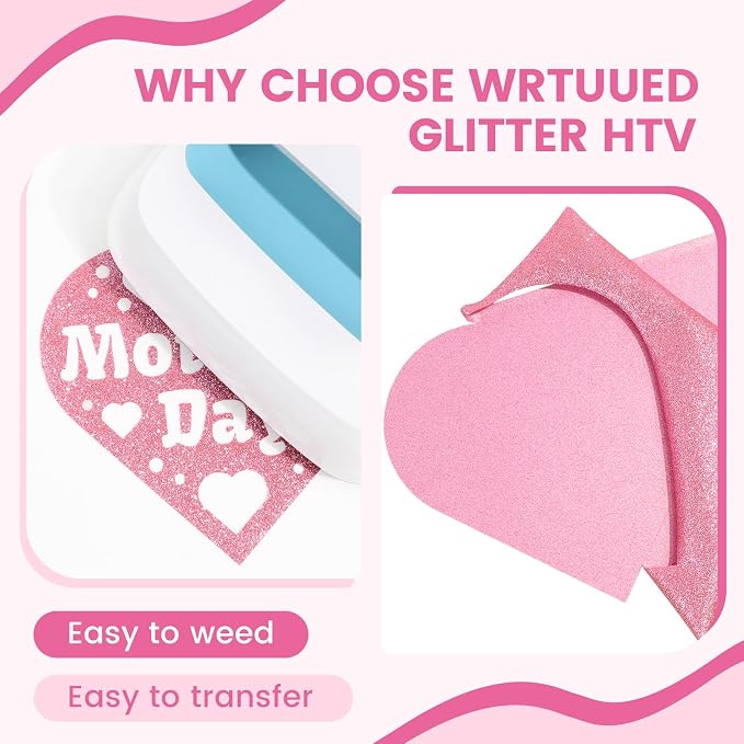 Pink Glitter HTV Heat Transfer Vinyl