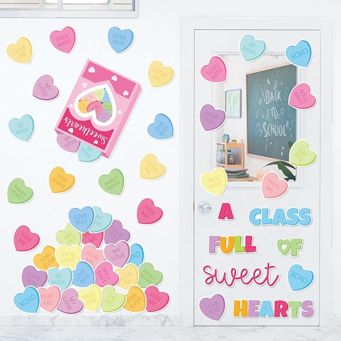 JarThenaAMCS Valentine's Day Classroom Door Decoration Candy Hearts Bulletin