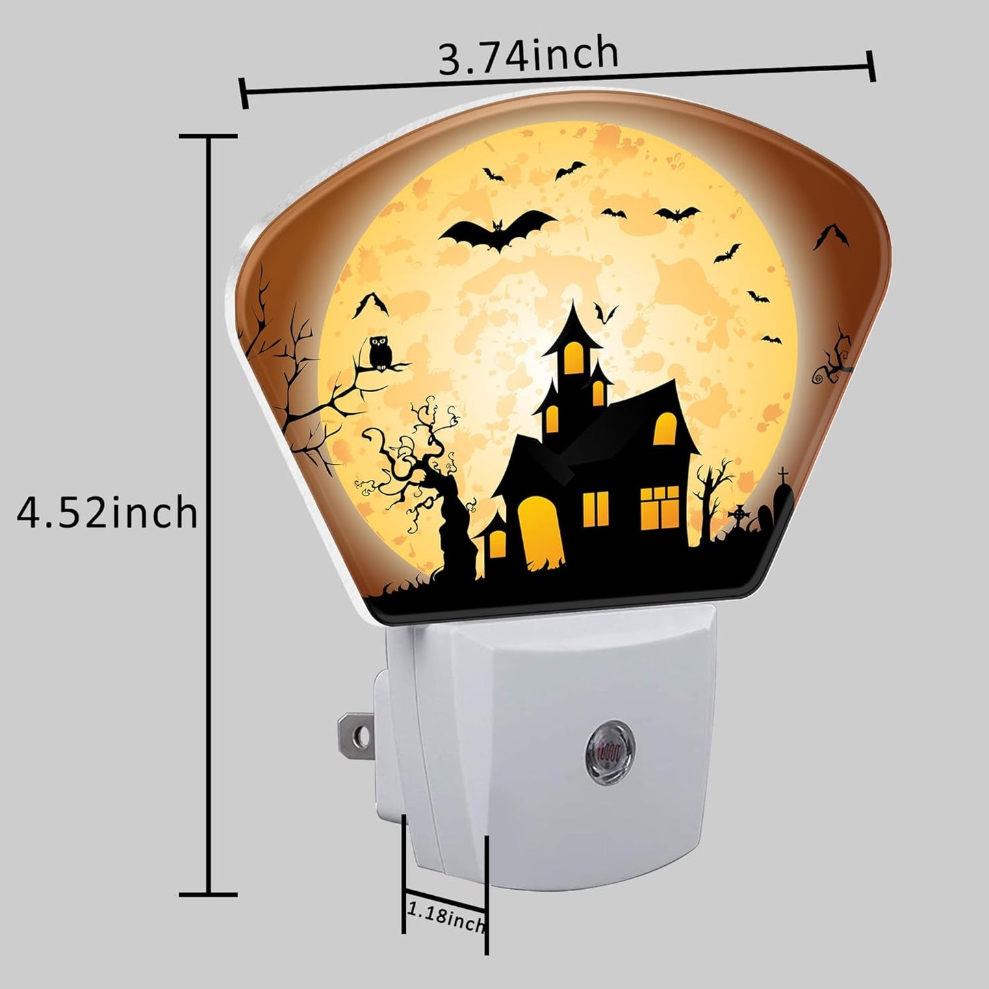 Halloween Horror Castle Night Light for Kids Girls Boys, Halloween Full Moon LED Night Light Plug into Wall with Dusk to Dawn Sensor for Bedroom, Hallway, Kitchen, Bathroom, Stairs Decor
