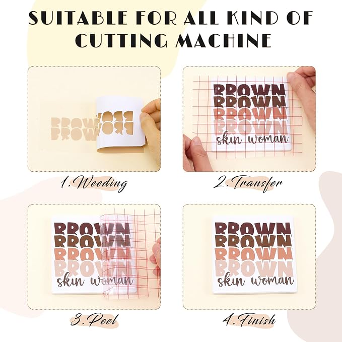Tintnut Skin Tone Permanent Vinyl 8 Sheets 12x10in Beige Adhesive Vinyl | Solid