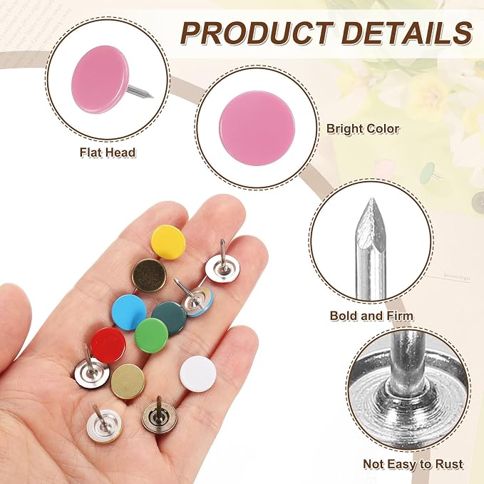 uxcell 150Pcs Upholstery Tacks, 11mmx13mm Flat Head Thumb Tack Decorative