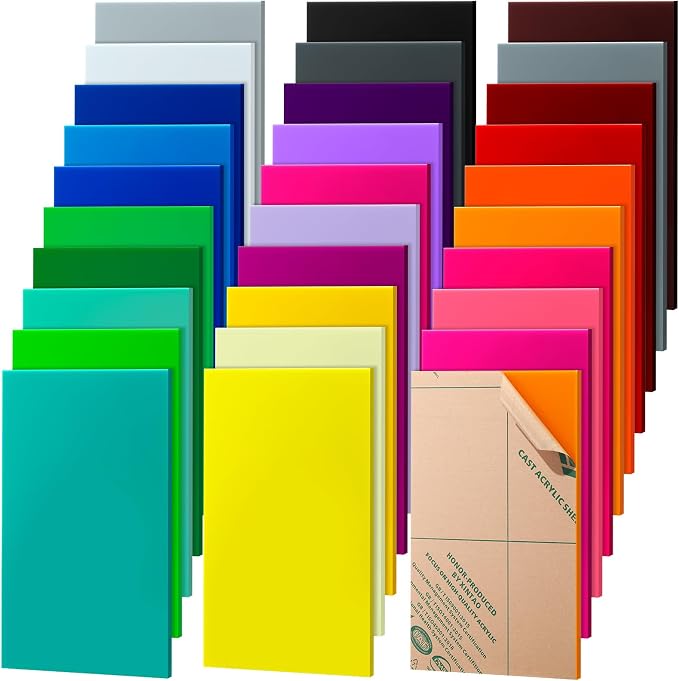 Geetery 30 Pack Colored Acrylic Sheets 1/8" Thick