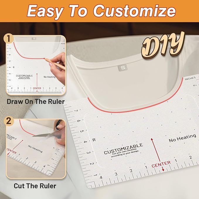 TransOurDream Heat Transfer Paper Supplies Extended XL Tshirt Ruler Guide 8Pcs