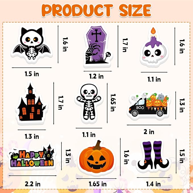 300Pcs Halloween Foam Stickers, Self-Adhesive Ghost Pumpkin Spider Stickers