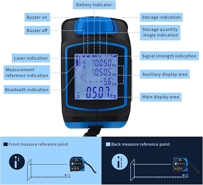 4-in-1 Laser Tape Measure with Laser Level Crosshairs |130ft/40m Laser
