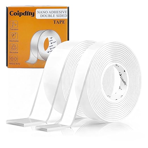 Double Sided Tape Heavy Duty for Wall Decor No Damage to Paint, Nano Two Sided