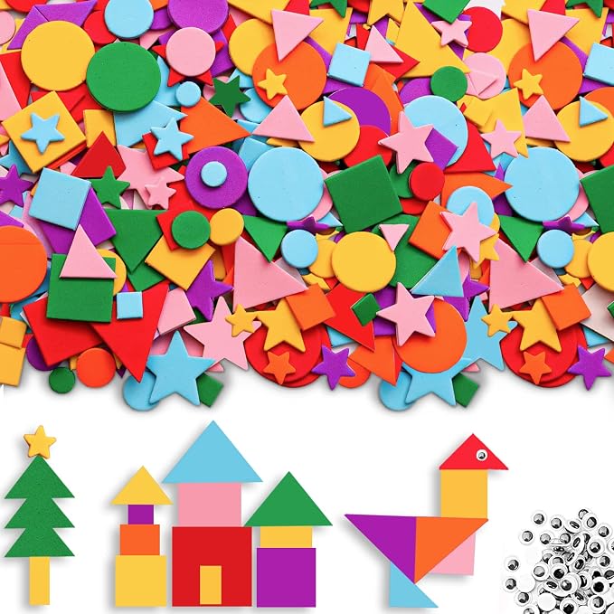 Gushu 1500Pcs Foam Stickers Foam Shapes Stickers