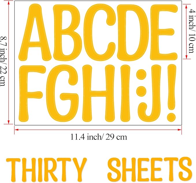 Bemeol 30 Sheets Large Letter Stickers 4 Inch Alphabet Letter Stickers Self