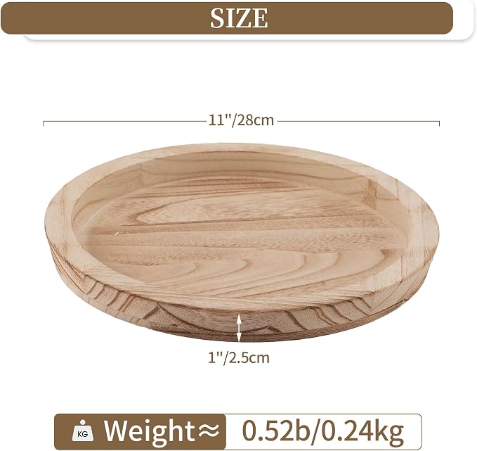 Hanobe Wooden Decortaive Coffee Table Tray, Round Candle Holder Centerpiece |