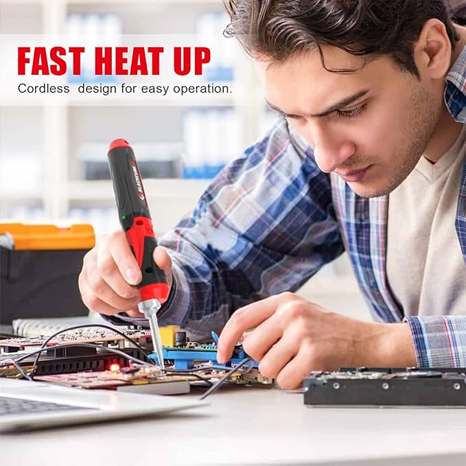 BLACKCUBE Cordless Soldering Iron Kit - Portable 2000mAh USB Rechargeable Soldering Iron Tools with LED Spotlight Max 878℉ Fast Heating 4V Lithium-Ion Battery