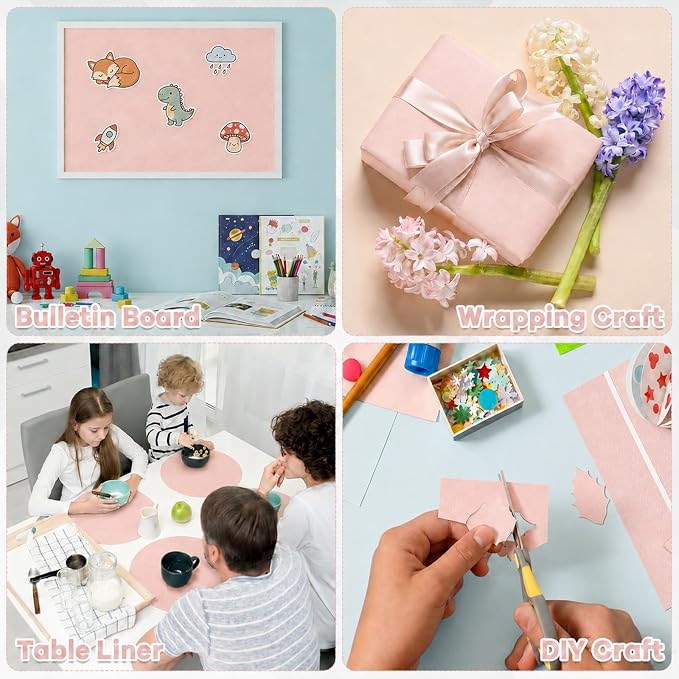 4 Rolls Blush Bulletin Board Paper Roll Non-Woven Bulletin Board Background