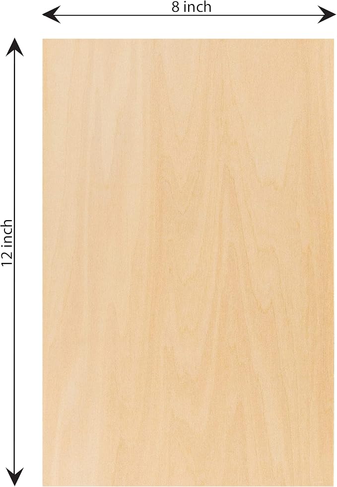 Hammont Basswood Sheets Pack of 8-12"x8" Laser Wood, 1/16 Thin Wood