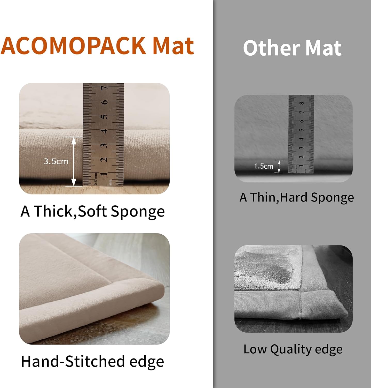ACOMOPACK Baby Play Mat for Floor,1.3" Thick Memory Foam Area Rug for Living Room,Soft Velvet Crawling with Non-Slip Bottom for Kid,Toddler,59"×71" Tummy Time Nursery Rugs,Yoga（Beige）