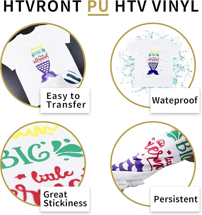 HTVRONT Gold HTV Heat Transfer Vinyl Bundle: 24 Pack 12"x12" Iron on Vinyl |