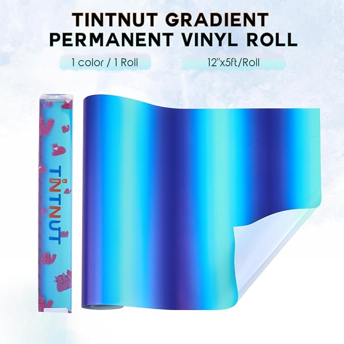 Tintnut Blue Gradient Permanent Vinyl Roll 12in x 5ft Self Adhesive Vinyl |