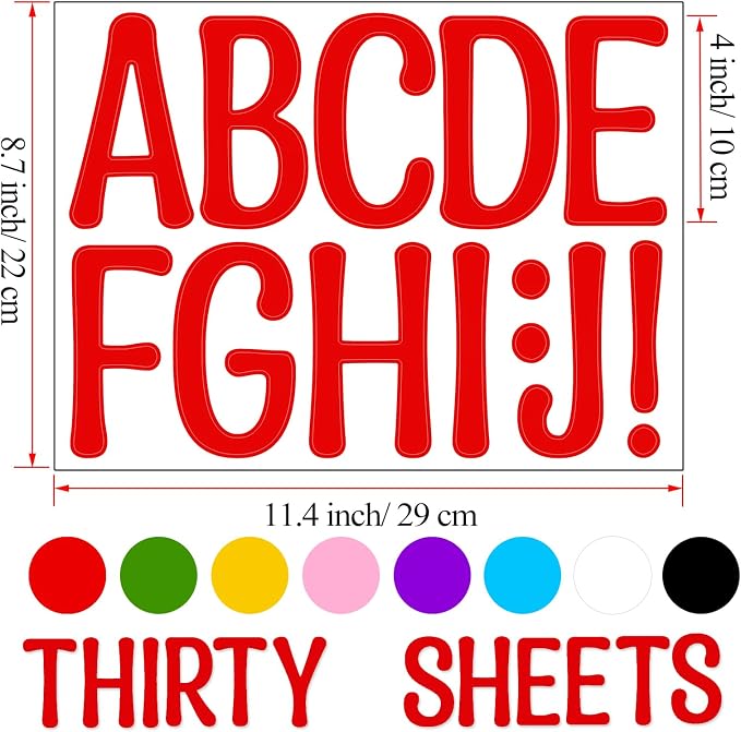 Bemeol 30 Sheets Large Letter Stickers 4 Inch Alphabet Letter Stickers Self