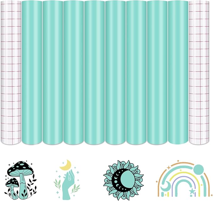 Tintnut Boho Permanent Vinyl 8 Sheets 12x10in Turquoise Blue Adhesive Vinyl |