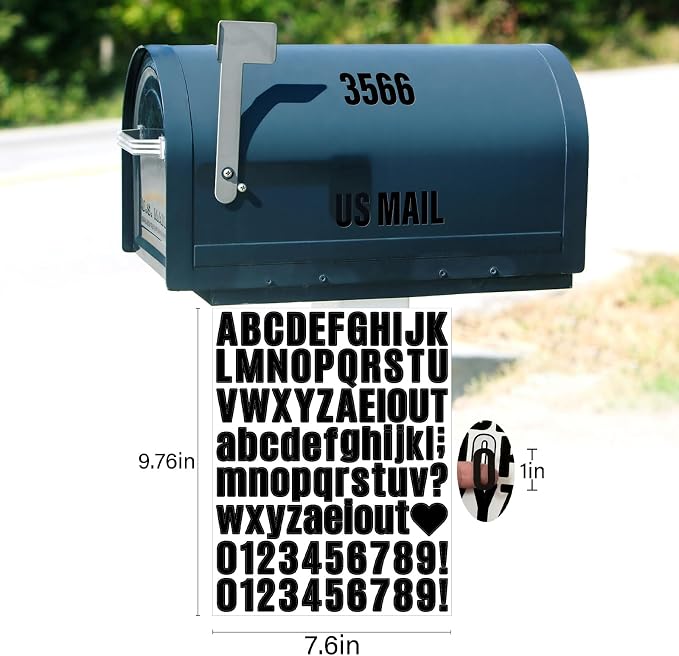 Letter Stickers, Mailbox Numbers, 1 Inch Waterproof Vinyl Alphabet | 1 Inch