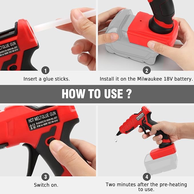 LIVOWALNY Cordless Hot Glue Gun Compatible