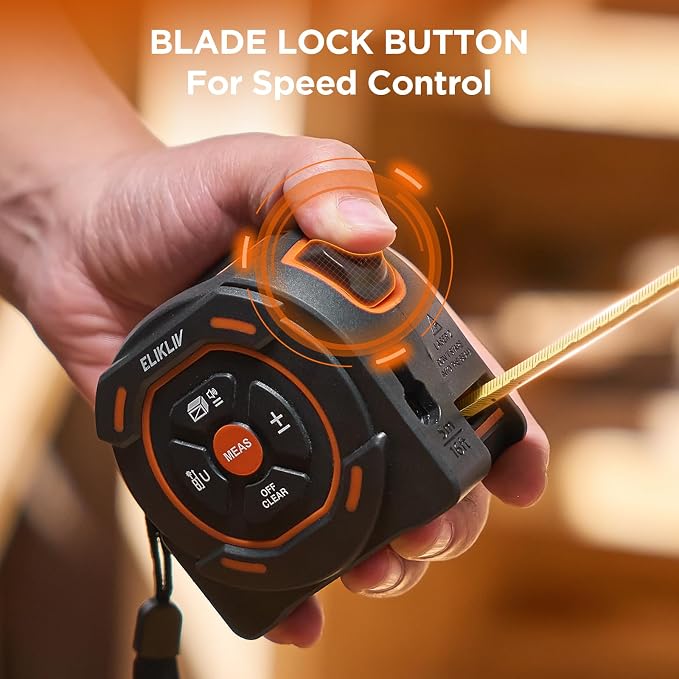 Laser Tape Measure 2-in-1, 197Ft Laser & 16Ft Digital Tape Measure | LCD Display