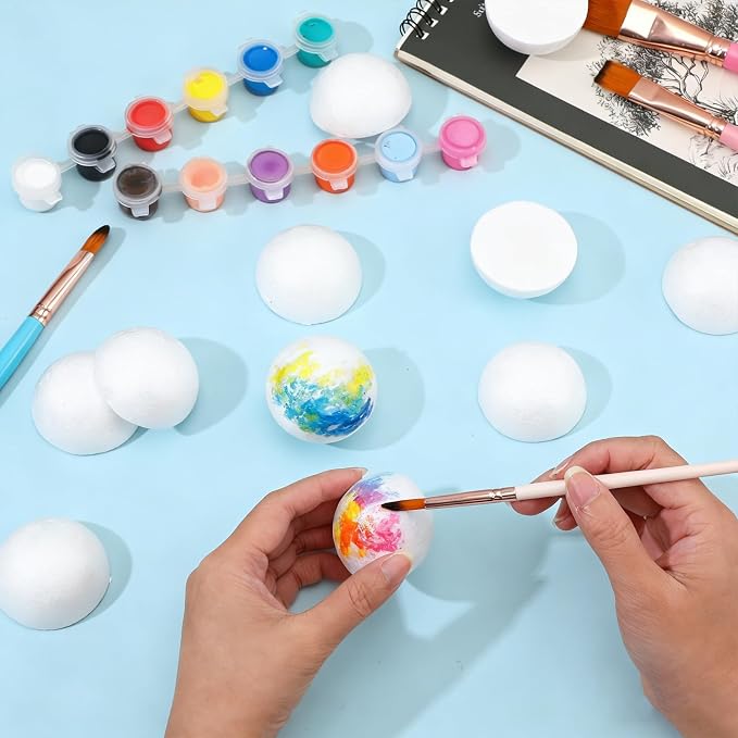 Jeffdad 24 Pcs Half Foam Balls, 1.4 Inch Half Round Styrofoam Foams Ball |