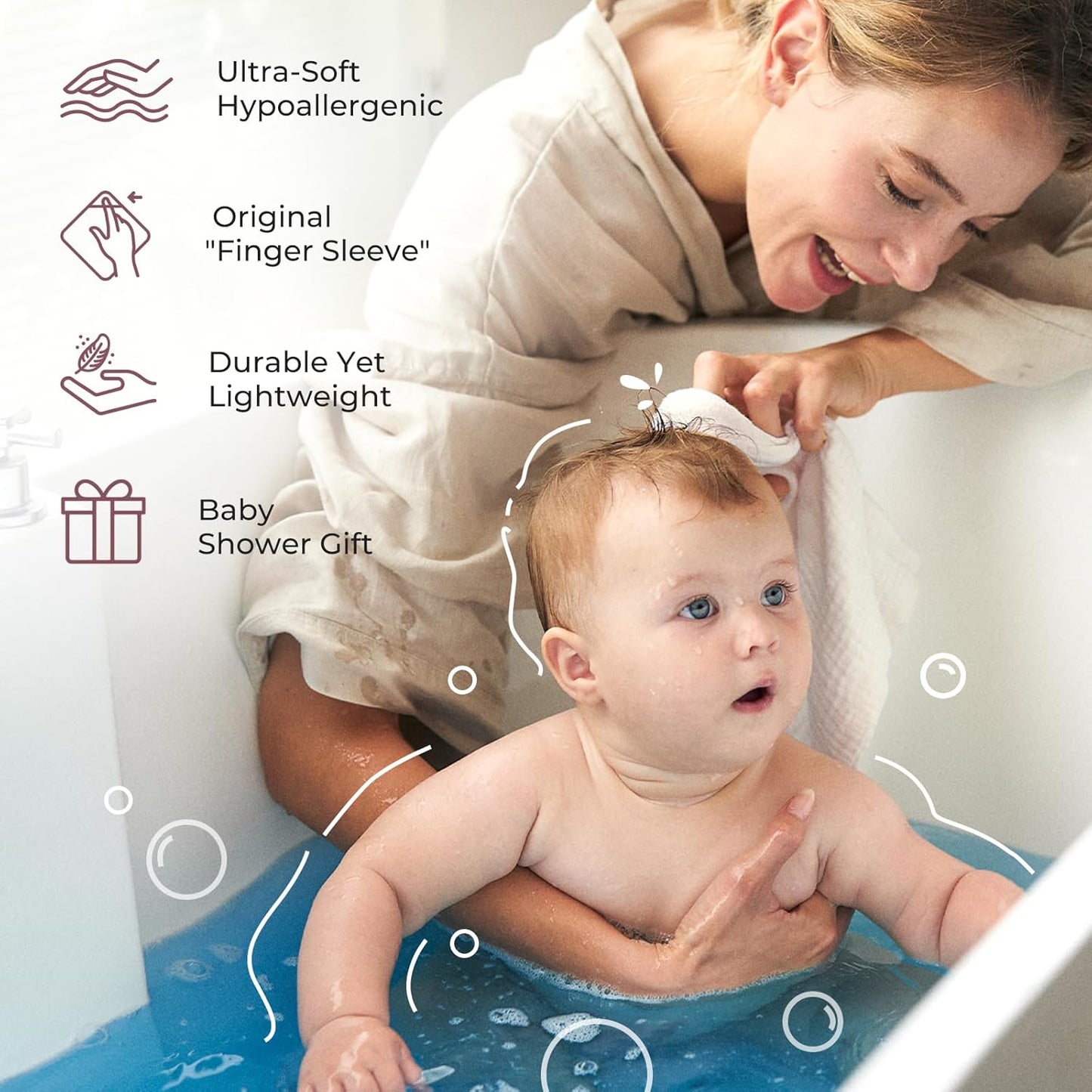 Momcozy Baby Washcloths - 4 Layer Design| Medium Thickness| Soft & Absorbent| Premium Cotton for Newborns' Skin-Great for Bathing, Wiping & on-the-go Use, Shower Gift and Essential(5 Pack, 10x10 inch)