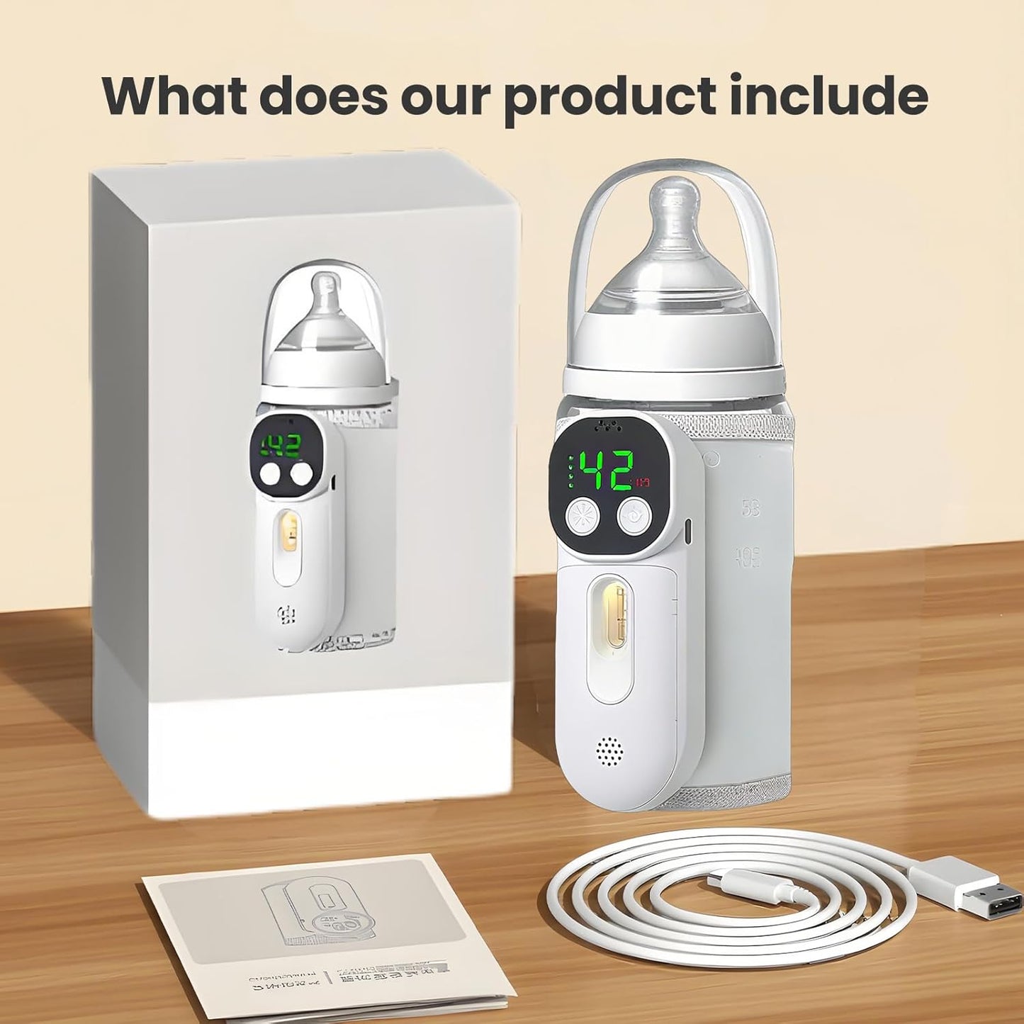 Portable Bottle Warmer for Travel, Warm for 6-10 Hours, Baby Bottle Warmer with Sound Voice Control, Travel Bottle Warmer for Breastmilk