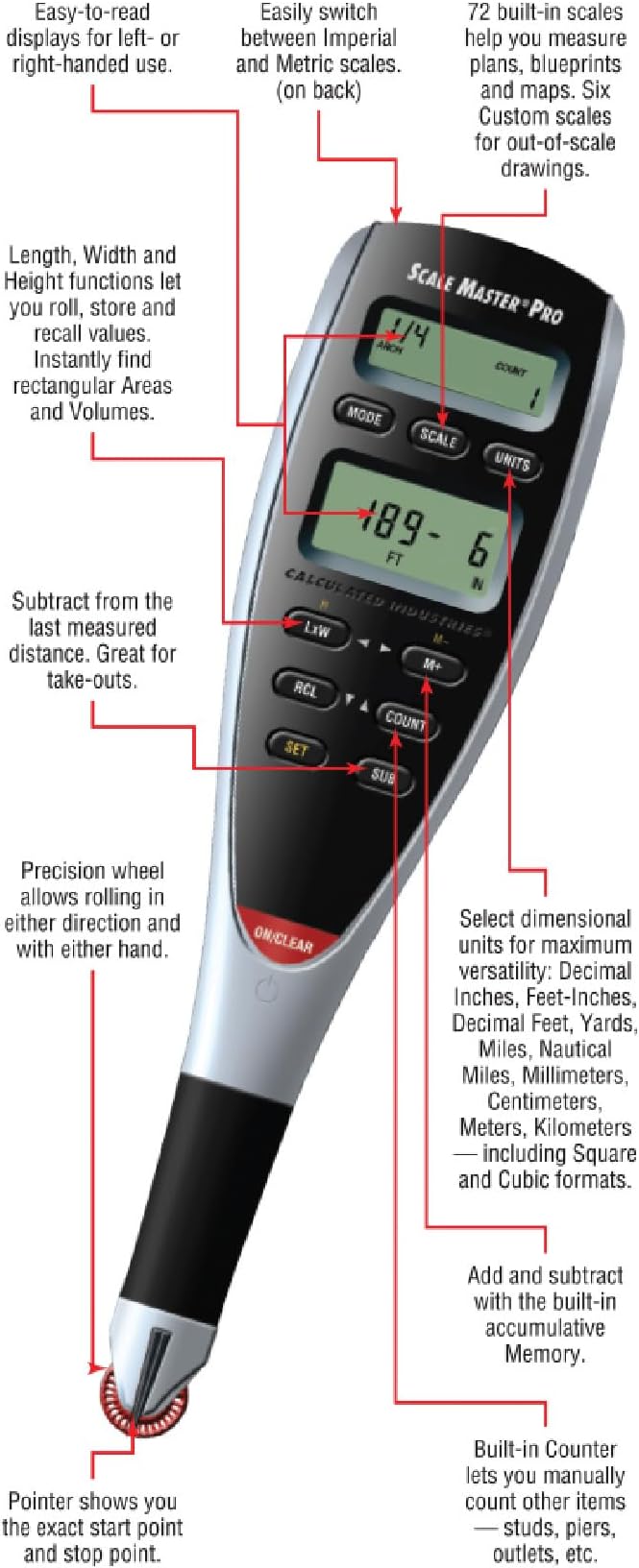 Calculated Industries Scale Master Pro 7.3-Inch Digital Plan Measure | 72