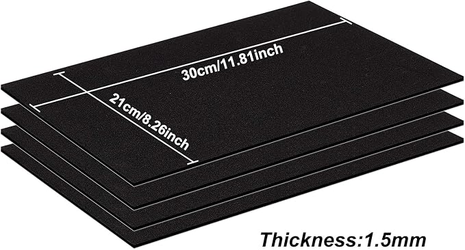 BENECREAT 10PCS Self Adhesive Backed Foam Sheet 12x8 Inch Black Nonslip EVA