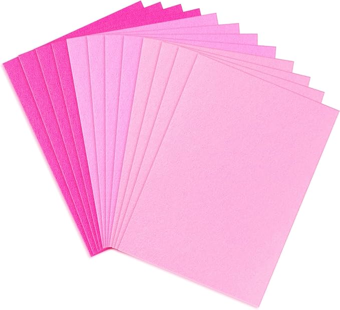 12 PCS Felt Fabric Sheets Shades of Pink, 7.87*11.8 inch A4 Stiff Felt Squares